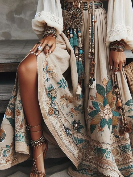 Vintage Bohemian Women's Skirt Casual Harajuku Fashion Ethnic Floral Print Cascading Hem High Waist Pleated Maxi Skirts - AliExpress 200000345