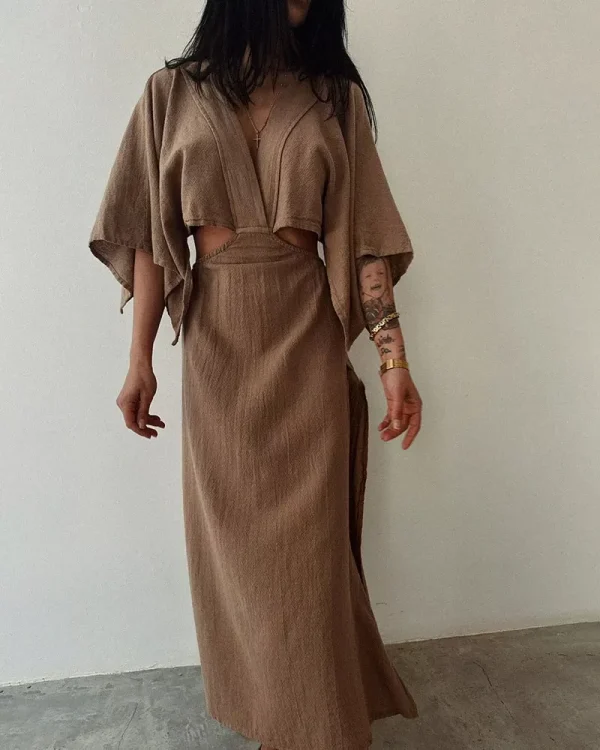 Lasaky - Elegant Long Skirt in Soft Colors - Brown, XXL