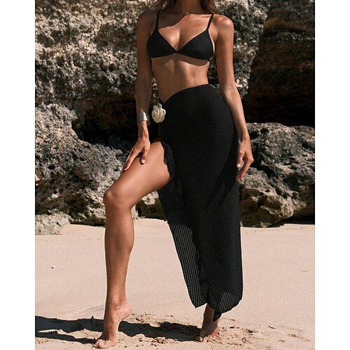 Women's Swimwear Bikini Three Piece Swimsuit Backless Tropical Beach Wear Plain U Neck Sleeveless Bathing Suits
