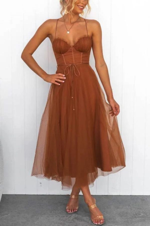 Chiffon Sling Party Midi Dress