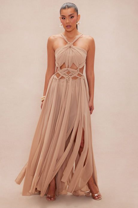Bali Chiffon Maxi Dress - Nude | Fashion Nova