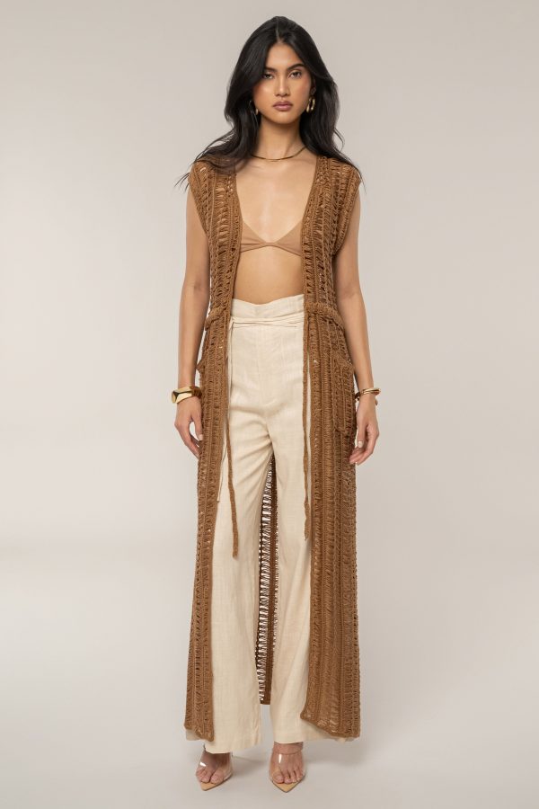Taupe Marcelle Crochet Maxi Dress