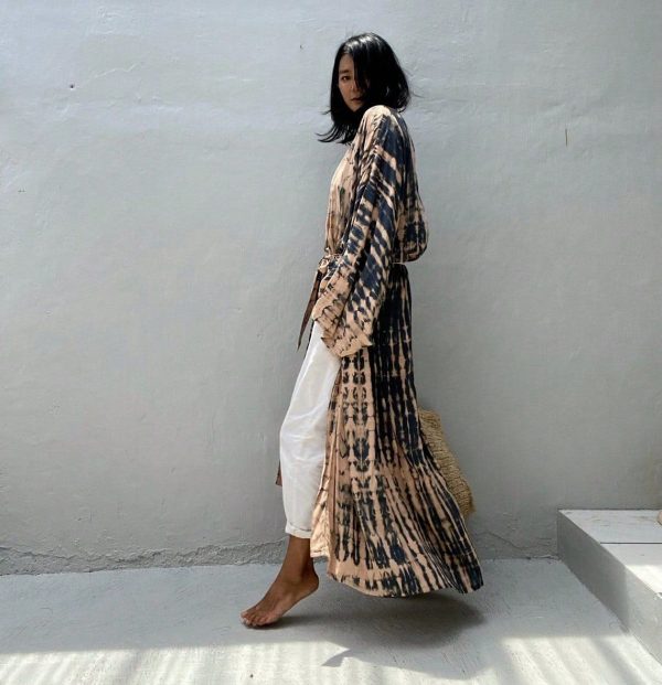 Plus Size Boho Chic Kimono Cover Up - Lightweight & Flowy Tie Dye Beachwear - Stylish Open Front For Women