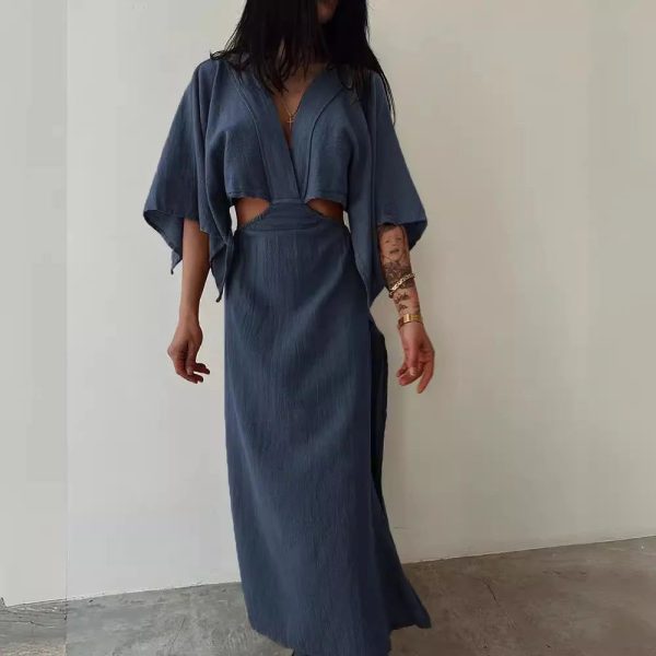 Island Kisses Batwing Dress - blue / M