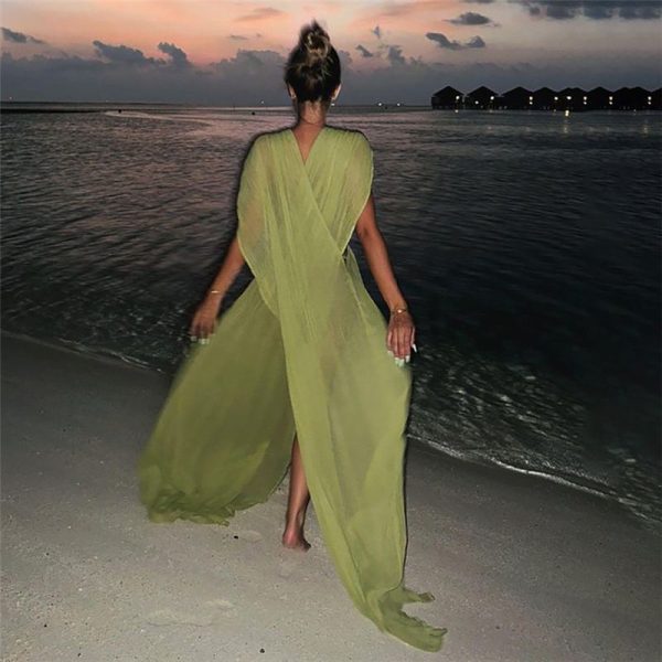 DSMTRC Women Summer Loose Cross Splitted Concise Sleeveless V-neck Vestidos Female Holiday Trend
