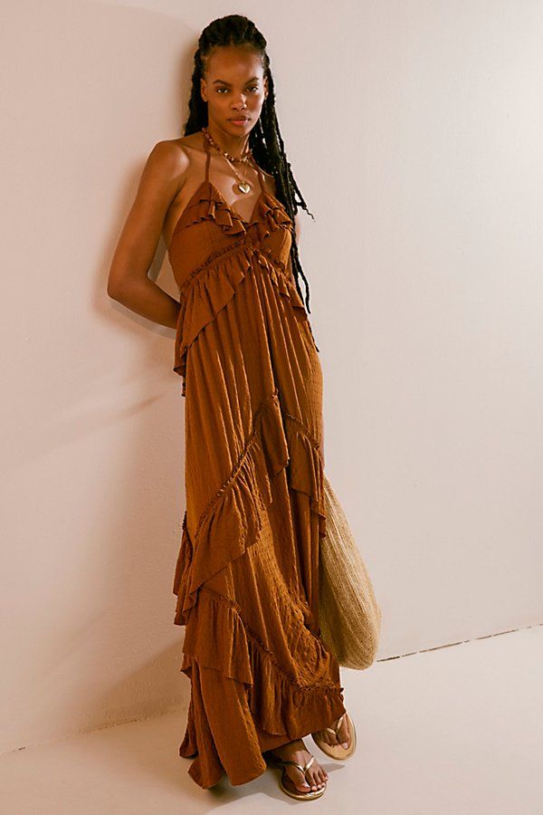 Santa Luz Maxi Dress by free-est at Free People in Brown, Size: L