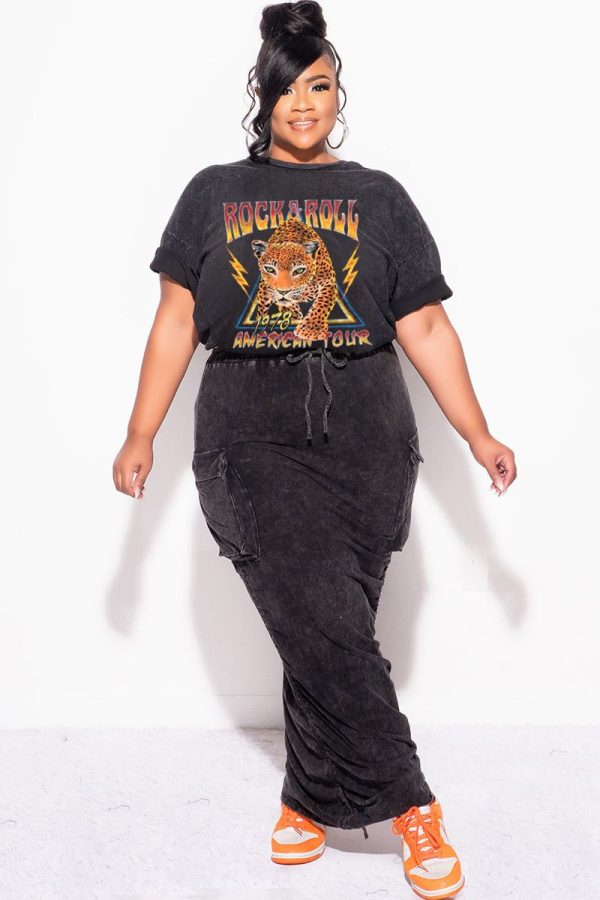 Final Sale Plus Size Tour   Graphic T-Shirt in Black Mineral Fabric - 3x 18