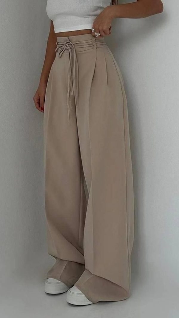 Fashion high waist wide leg pants