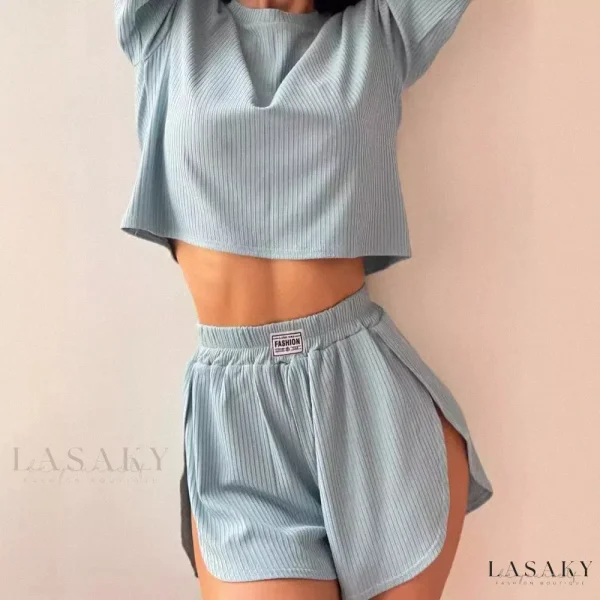 Lasaky - Cozy Lounge Sleepwear Set for Everyday Comfort - Light Blue Color, M
