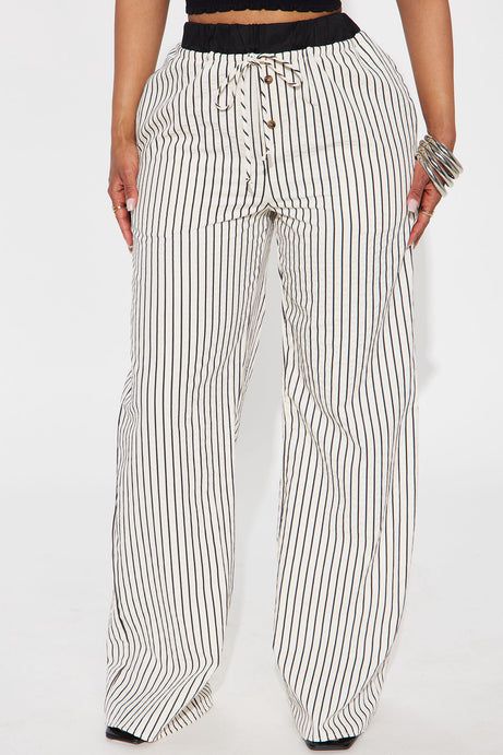 Samantha Wide Leg Contrast Waistband Boxer Pant - Cream/combo | Fashion Nova