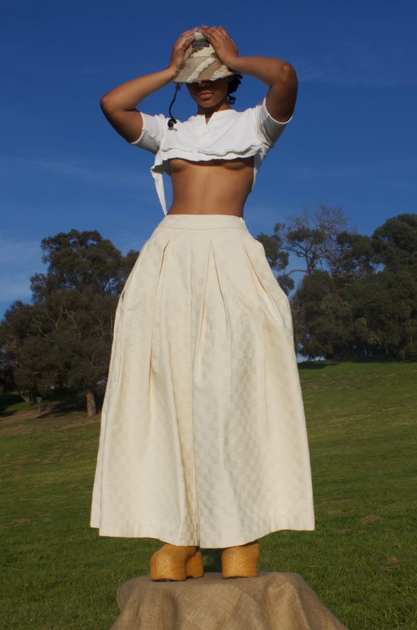 KHADIJAH WIDE LEG PANT Cream Denim