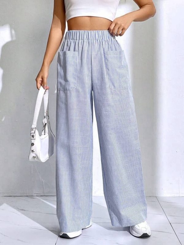 Shein Striped Wide Leg Pants Blue Large Women’s