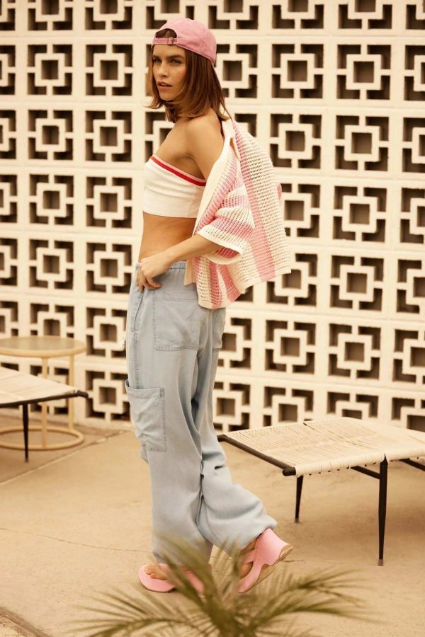 Denim Daze Drawstring Cargo Parachute Pants - Light Chambray / S