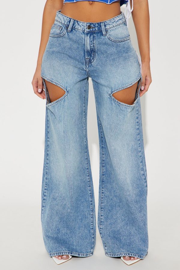 In The Rotation Cutout Baggy Jeans - Medium Wash | Fashion Nova