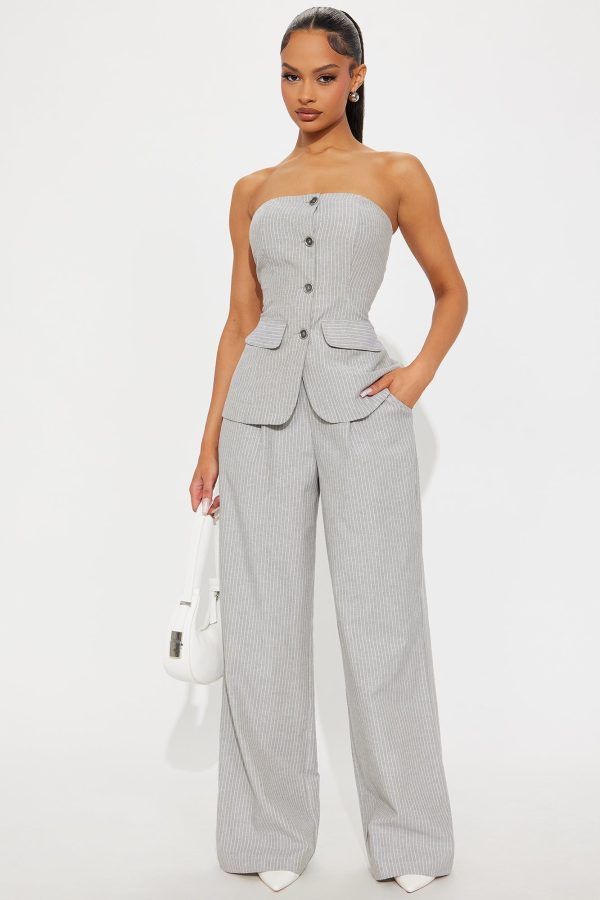 Women's Josie Pinstripe Pant Set in Olive Green Size XS