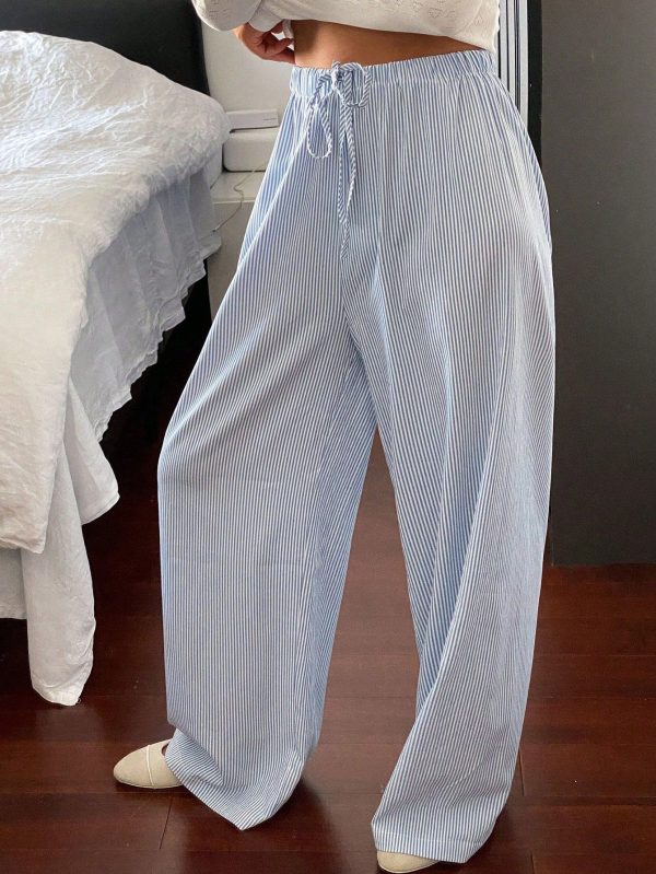 Autumn New Striped Straight Leg Casual Women Pants