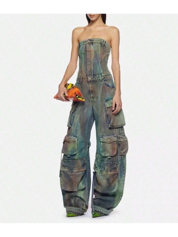 Sexy Denim Jean Jumpsuit 2023 Women Winter Clothes Y2K Streetwear One Piece Jean Denim Jean Pocket Baggy Pant Jumpsuit Bodysuit