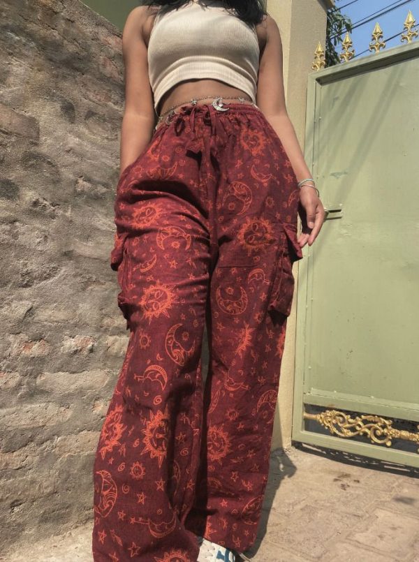 Top Style Unisex Hippie Pants | Sun & Moon print trouser| Cotton Pants | Festival Pants| 2025