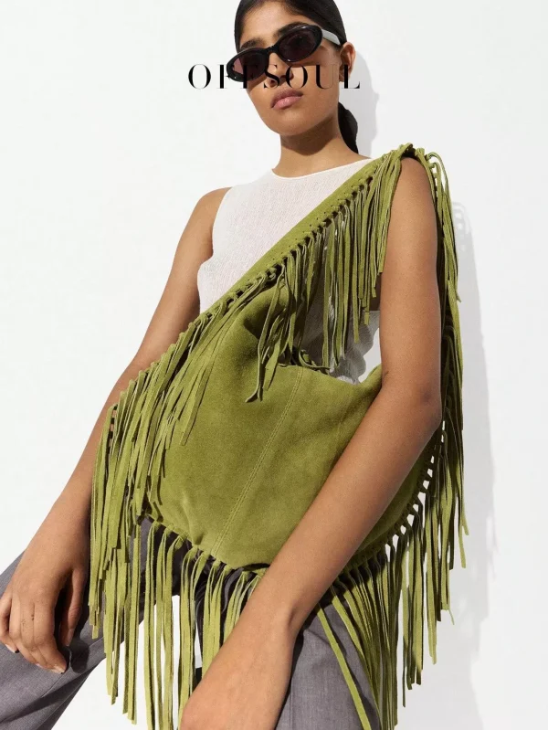 Bird in Bag - Elegant Ladies Suede Shoulder Bag with Tassel Detail