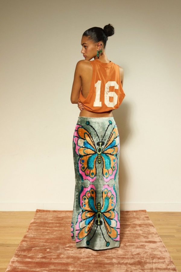 Uzbek Silk Velvet Butterfly Skirt - Luxe & Unique