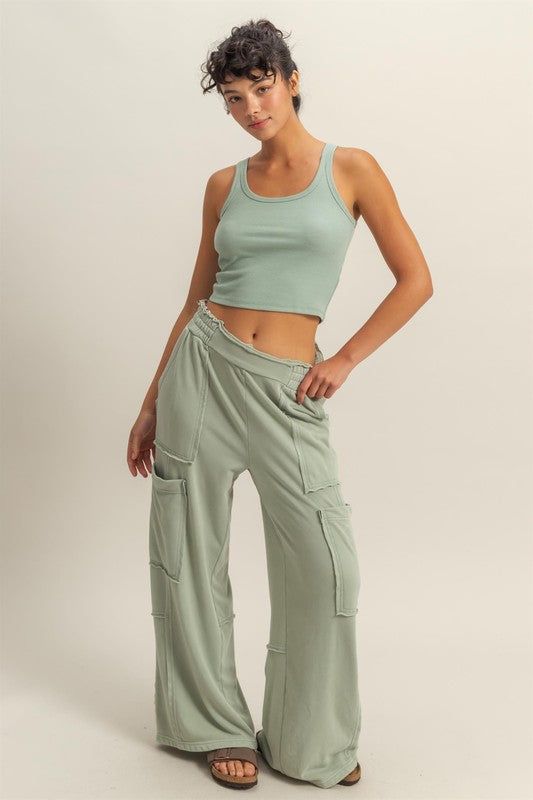 the Darcie utility sweatpant - sage green - medium