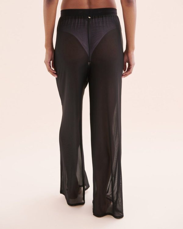 SEATONIC Wide Leg Mesh Pants - Black | Bikini Village