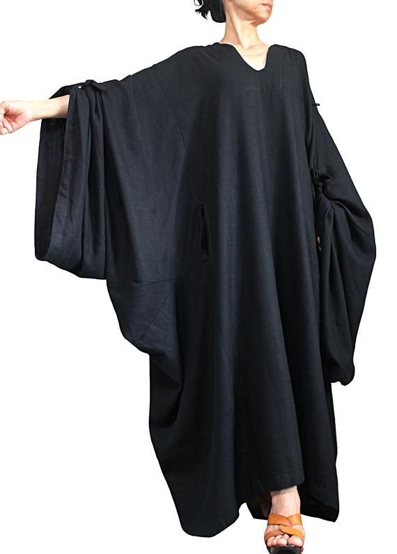 Soft Hemp Loose Long Caftan Dress (DNN-090-01) - Etsy Australia
