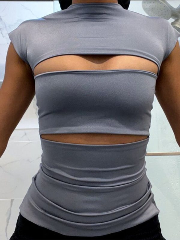 Zingj Out Long Sleeve T-shirts Tops Solid O Neck 2023 Causal Slim Fit Basic Tees Women Sexy T-Shirts Streetwear Y2K GRAY-L