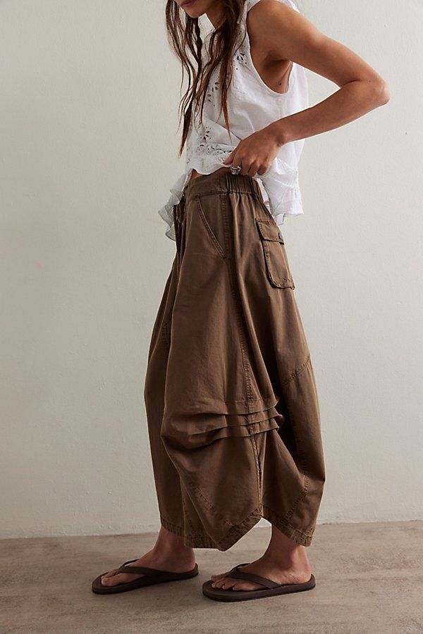 Willow Poplin Maxi Skirt by Free People in Brown, Size: XS