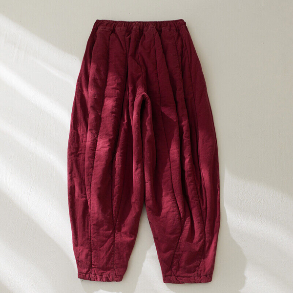 Winter Women Padded Pants Warm Thicken Cotton Linen Quilted Trousers  | eBay