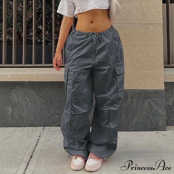 Cargo Pants Straight Wide Leg Loose Casual Trousers - Grey / XL