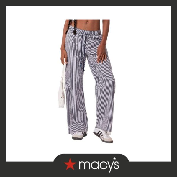 Edikted Women's Seaside Striped Pants - Navy/ white