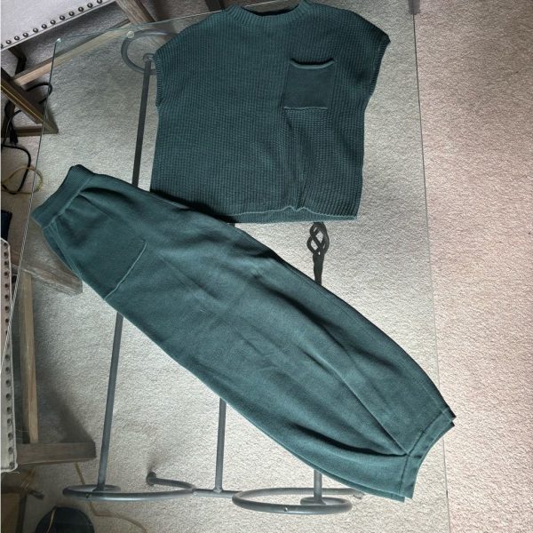 Green Jogger-Style Track Pants With Tapered Cuffs | Color: Green | Size: M