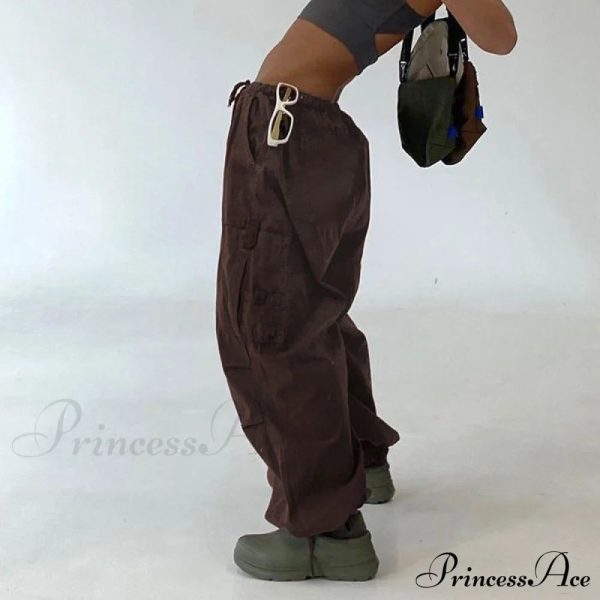 Y2K Streetwear Baggy Cargo Pants - brown3 / M