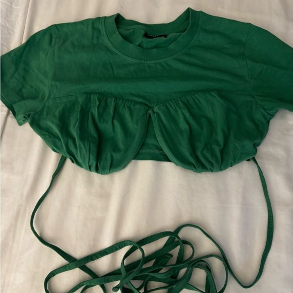 Jacquemus Tops | Jacquemus Le T-Shirt Green Bustier Crop Tee With Tie Front | Color: Green | Size: Xs