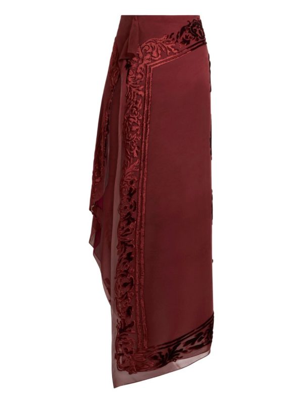 ETRO semi-sheer midi skirt - Red