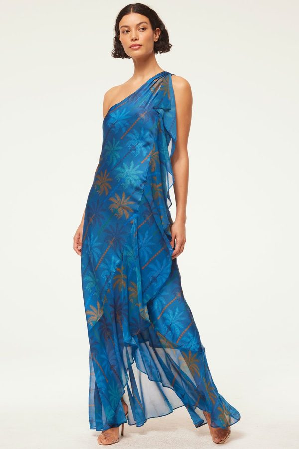 ZEPHYR DRESS - Cobalt Palms Mix / XS