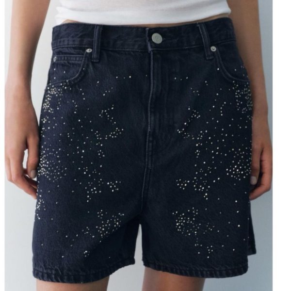 Zara Shorts | Nwt Zara Rhinestone Denim Short Size 6 And 4 | Color: Blue | Size: Various
