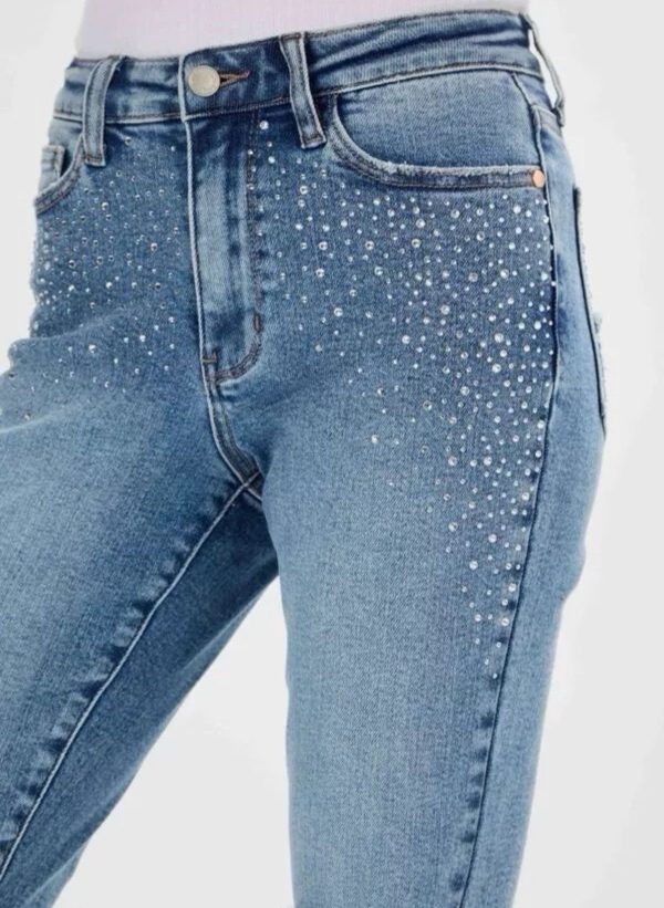 Judy Blue Slim Fit Rhinestone Cowboy Jeans Size 18w Embellished Jewels Distress