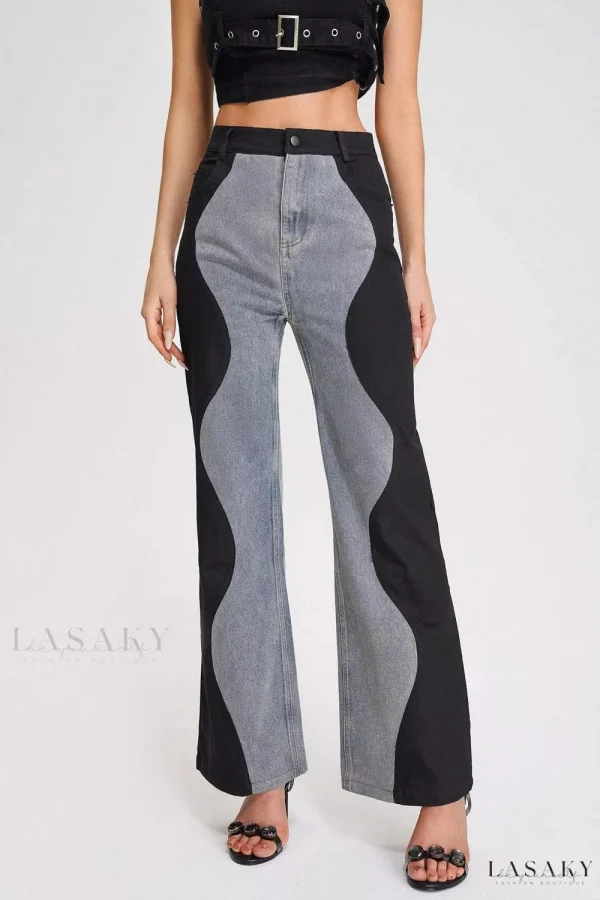 Lasaky - Premium Wave Spliced Jeans by Maryline - Blue, M