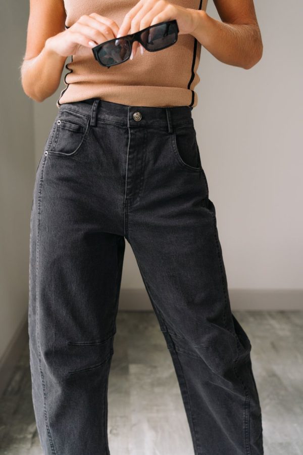 Rosalind Black Barrel Jeans - L