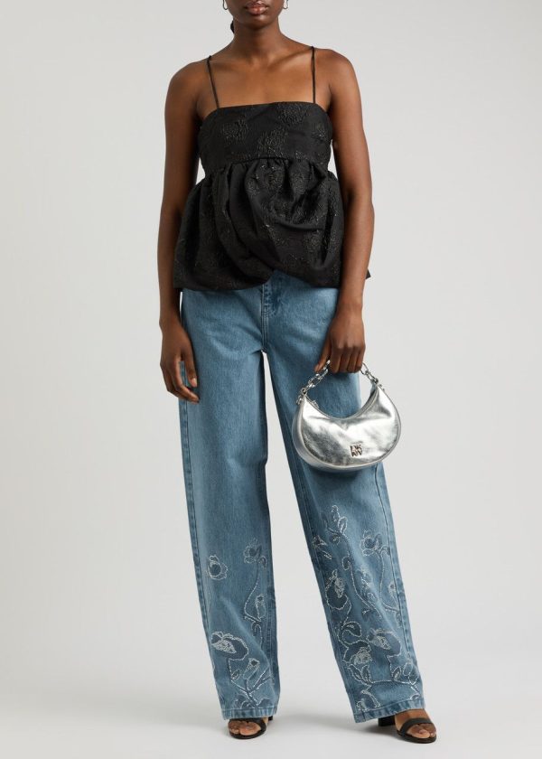 Rotate Sunday Embellished Wide-leg Jeans - Denim