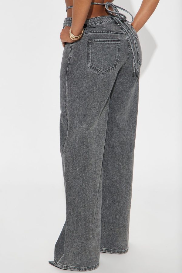 Cross Your Mind Non Stretch Wide Leg Jeans - Grey | Fashion Nova