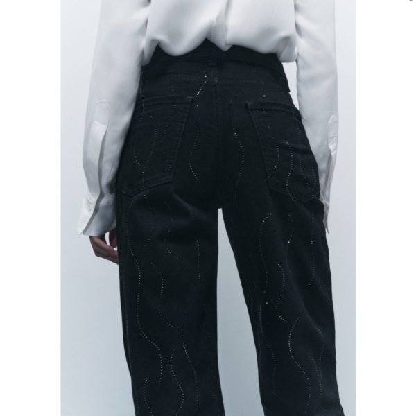 Zara Jeans | Nwt Zara Rhinestone Jeans | Color: Black | Size: 6