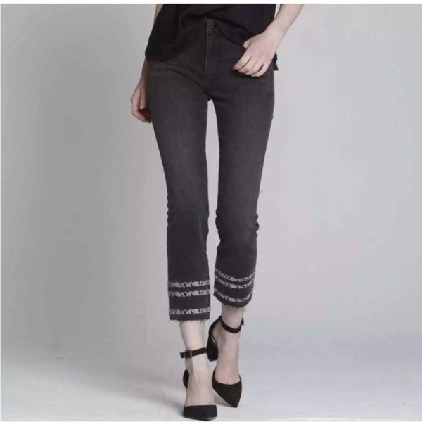 Driftwood Jeans | Driftwood Colette Straight Crop Embroidered Snake Print Denim Jeans Size 25 Raw | Color: Black/Gray | Size: 25