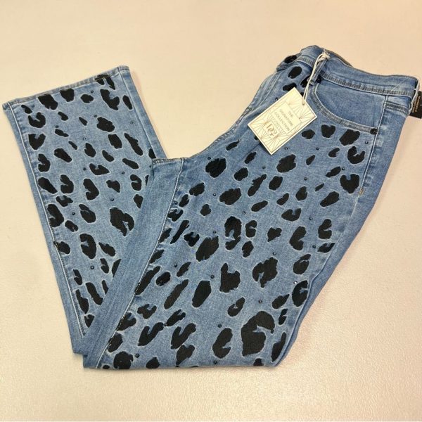 Dg2 By Diane Gilman Jeans | Dg2 By Diane Gilman Signature Collection Embellished Straight-Leg Jean Size 12 | Color: Black/Blue | Size: 12