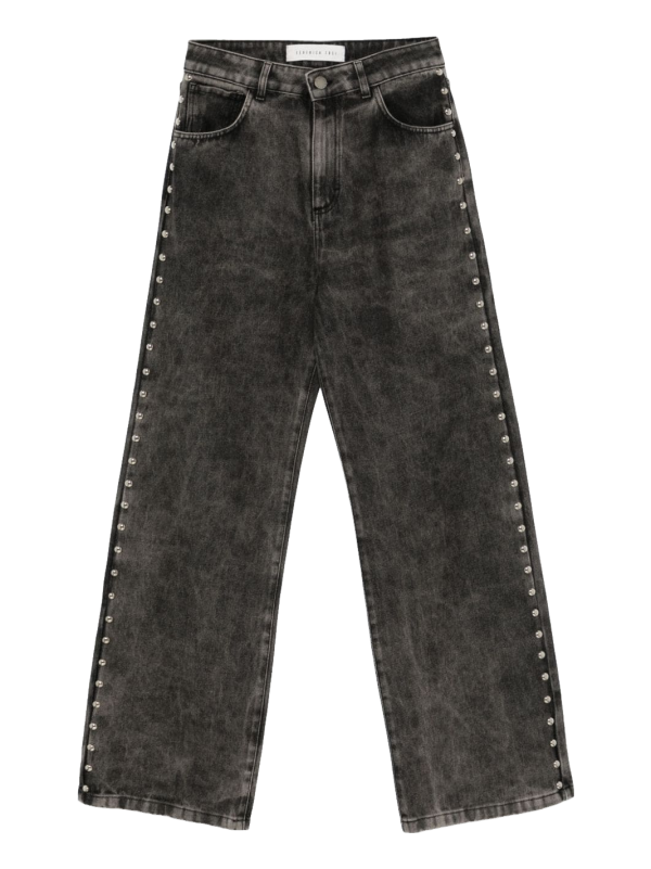 Federica Tosi Stud-embellished Wide Leg Jeans - Grey