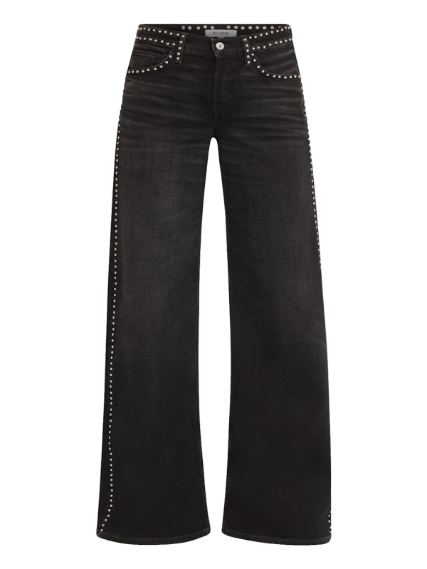 RE/DONE Studded Mid-rise Wide-leg Jeans - Craftedblk
