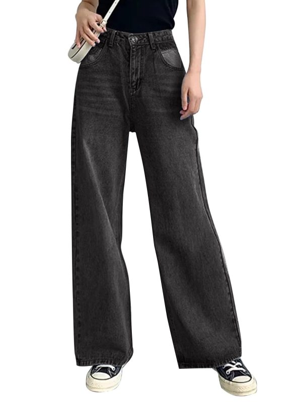 HDLTE Women Ripped Boyfriends Jeans Distressed High Waist Baggy Denim Pants Wide Leg Straight Trousers Y2k Streetwear Pants…