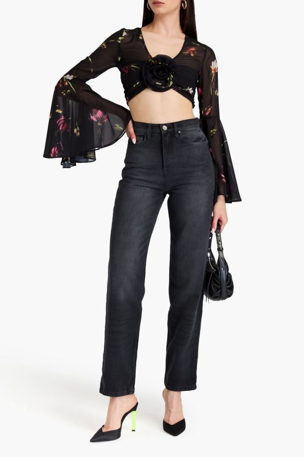 ROTATE BIRGER CHRISTENSEN Appliquéd high-rise straight-leg jeans